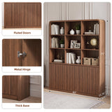 71" Tall Bookshelf, Large Bookcase with Storage Cabinets, Walnut