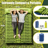 Yuzonc Double Sleeping Pad - Self Inflating 4" Extra-Thick for 2 Person with Pillow Built-in Foot Pump Inflatable Sleeping Mat for Backpacking, Hiking, Traveling, Tent, Portable Camping Mat
