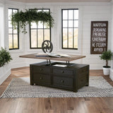Signature Design by Ashley Tyler Creek Rustic Farmhouse Lift Top Coffee Table with Drawers, Brown & Black