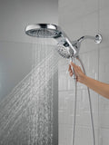 Delta Faucet HydroRain 5-Spray H2Okinetic Dual Shower Head with Handheld Spray, Chrome Shower Head with Hose, Detachable Handheld, 2.5 GPM Flow Rate, Chrome