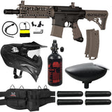 Maddog Tippmann TMC MAGFED Paintball Gun Marker & Accessory Starter Package | Silver Kit - Marker, 48ci/3000psi Compressed Air Tank, Mask, Hopper, Pods, & Harness - Tan/Black