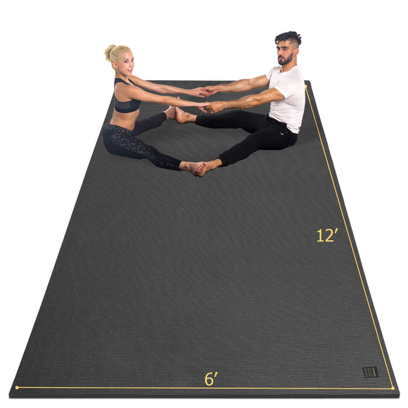 GXMMAT Large Yoga Mat 12'x6'/10'x6'/6'x8'(7mm), Extra Thick Workout Mats for Home Gym Flooring, Ultra Comfortable Non-Slip Quick Resilient Barefoot Wide Exercise Mat for Pilates, Stretching,Meditation Gxmmat