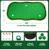 Golf Putting Green,5x10ft Thickening Professional Large Golf Putting Mat with Realistic Turf and Metal Putter Wekin
