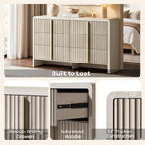ModernMate Fluted 6 Drawer Dresser for Bedroom, 53.2" Wide Chest of Drawers, Modern Storage Cabinet with Anti-Tip Design, Wood Clothes Organizer with Metal Handles, Grey