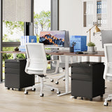 Dripex 3 Drawer Black File Cabinet, Mobile Under Desk Storage File Cabinet with Lock on Wheels, Letter/Legal Size,Fully Assembled