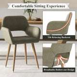 Home Office Desk Chair, Corduroy Vanity Chair 2PCS for Teen Girls, Green