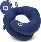 BCOZZY Travel Neck Pillow for Airplane – Patented Double Support for Head, Neck, and Chin. Best for Long Flights, Plane Sleeping, and Car Rides. Adjustable Size. Fully Washable. Carry Bag. Large, Navy