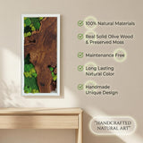 White Framed Moss Wall Art, Vertical Cedar Wood & Preserved Greenery Modern Natural Wall Decor for Living Room, Office & Home, Zero Maintenance Handcrafted Gift 47" x 16"