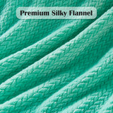 NEWCOSPLAY Super Soft Throw Blanket Mint Green Premium Silky Flannel Fleece Leaves Pattern Lightweight Bed Blanket All Season Use (Mint Green, Throw(50"x60"))
