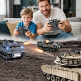 Supdex 1/18 M1A2 Abrams RC Tank, 2.4G Remote Control Tank That Shoot BBS with Smoke, Sound and Lights, 165ft Remote Control Army Model Toy, Military All-Terrain Vehicle for Kids & Adults