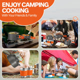 17PCS Camping Cooking Set, Non-Stick Lightweight Camping Pots and Pans Set with Kettle, Stainless Steel Cups FUNYKICH