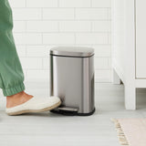 Amazon Basics Smudge Resistant Rectangular Trash Can with Soft-Close Lid, Foot Pedal