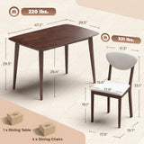 5-Piece Dining Table Set for 4, Mid-Century Modern Kitchen Table and Chairs with Padded Seats and Backrests