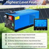 ZLPOWE 3000W Inverter Charger 12V DC and 100/130V AC Selectable Output Voltage Single Phase Low Frequency Peak 9000w Pure Sine Wave Inverters with Battery Charger LCD Panel for RV Camper Boat