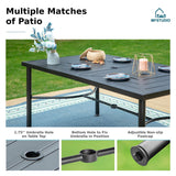MFSTUDIO Patio Table and Chairs Set with Umbrella Hole, Outdoor Dining Set for 6 with Swivel Chairs, Outdoor Patio Furniture Set for Deck, Backyard, Poolside & Garden