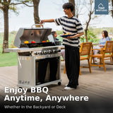 MFSTUDIO 7 Burner BBQ Gas Propane Grill with Searing Side Burner, Porcelain-Enameled Cast Iron Grates and Dual-Side Griddle Combo