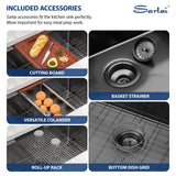 Sarlai 32 Undermount Sink Black Stainless - 32" x19" Kitchen Sink Ledge Workstation Gunmetal Black 16 Gauge Stainless Steel Deep Single Bowl Under Counter Rectangular Sinks Basin