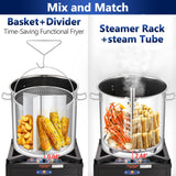 ARC 84-QT Large Stainless Steel Stockpot for Seafood Boiler Crawfish Pot with Basket and Steamer Rack, Outdoor Cooking Pot for Crab Lobster Shrimp Boiling, and Tamales Steamer,20 Gal