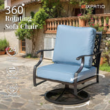 MIXPATIO 6-Piece Patio Conversation Set, Swivel Chairs, Coffee Table, Blue