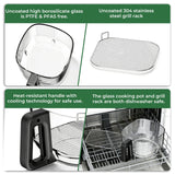 5 Quart Glass Air Fryer, Non Toxic & Uncoated High Borosilicate Glass Basket, Airfryer with Transparent Fry Bowl, 8 Preset Modes, PTFE/PFAS Free, BPA-Free, Dishwasher Safe, Black