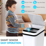 Bathroom Small Trash Can with Lid, Automatic Garbage Can, 2.6 Gallon