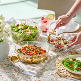 Le'raze 6-Piece Glass Tureen Dishes for Oven - Durable Borosilicate Glass Bakeware Set with Lids, Microwave Safe, Versatile Round Covered Baking Dishes. Clear Lead-Free Casserole Cookware.