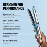 BabylissPRO Nano Titanium Prima Ionic Hair Straightener, Curl and Straighten Hair With One Professional Tool, Blue