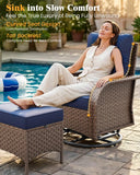 7 Pieces Patio Furniture Set with Fire Pit Table Swivel Rocker Chairs