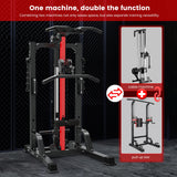 Pull Up Bar Power Tower Dip Station,Cable Machine-Integrated 450LBS Multi-Function Adjustable Height Fitness Strength Training Equipment for Home Gym Strength Training Equipment