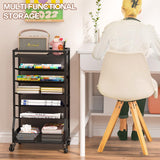 ThreeHio 7 Tier Rolling File Cart with Sliding Trays, Wood Metal File Organizer Beside Desk, Free-Standing File Holder, Paper Letter Tray Organizer Mesh Desk Organizer for Home Office School (Patent) ThreeHio