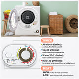 Euhomy Portable Dryer 1.5 cu. ft., 850W Powerful Clothes Dryer with Stainless Steel Drum and Exhaust Hose, Dryer Ideal for Apartments, RVs, Dorm Rooms，White