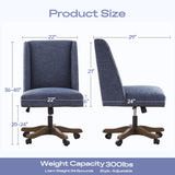 Upholstered Armless Office Chair Fabric Swivel Home Desk Chair with Wheels