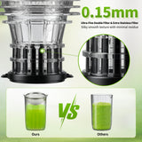 Cold Press Juicer Machine, 5-Inch Wide Chute Masticating Juicer, 1.2L Slow Juicer for Whole Fruits & Vegetables, Easy to Clean Electric Juice Extractor, Juice Maker with Recipe Guide, Black & Gray