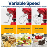 VIVOHOME 6-in-1 Stand Mixer, 8.5 Quart Electric Tilt-Head Kitchen Mixer with Bowl, Multifunctional Food Mixer for Cake, Bread, and Dough, Red