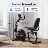 MERACH Recumbent Exercise Bike for Home, Upgraded Durable Magnetic Stationary Recumbent Bikes for Seniors Adults with Resistance Bands, Exclusive App, Adjustable Comfortable Seat, 350LB Capacity, S23