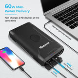 Renogy 72000mAh 266Wh 12v Power Bank with 60W PD, CPAP Battery for Camping, High Capacity Large Camping Power Bank with USB-C DC Wireless Charging & Flashlight, Backup Power Supply for Starlink Mini