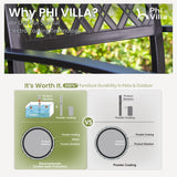 PHI VILLA 7 Pcs Outdoor Dining Set, 54" Round Table w/Umbrella Hole