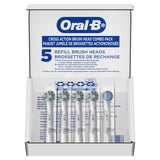 Oral-B CrossAction Electric Toothbrush Replacement Brush Heads, Black, 4 Count + 1 Sensitive White