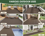Mapleyard 216 PCS Plastic Interlocking Deck Patio Tiles - 12" x 12" Anti-Slip Waterproof Outdoor Flooring, Balcony Floor Decking for Poolside & Backyard, All Weather Use, Brown, Stone