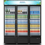 Commercial Merchandiser Refrigerator,3 Glass Door Commercial Beverage Refrigerator, Beverage Display Cooler with Soft LED Light, 53 Cu. Ft,Black