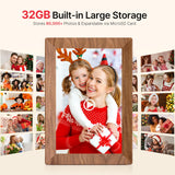 Frameo 10.1" Digital Picture Frame, Smart WiFi Digital Photo Frame with 1280x800 HD IPS Touch Screen 32GB Memory Auto-Rotate Wall Mounted, Share Photos/Videos from Phone Anywhere - Brown