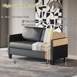 59” Black Faux Leather Loveseat, 2 Seater Sofa Couch for Living Room