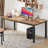 79 Inch Industrial Dining Table, Large Rectangle Kitchen Table with Metal Legs, Round Corners