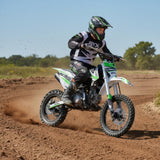 SYX MOTO K1 125cc Dirt Bike Teens 12+ Yrs 4-stroke Gas-powered Dirt Bike Off-road Motorcycle Kick Start 4-speed Manual Transmission, Big Size 17"/14" Tires, Up To 50mph (Green)