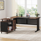 Tribesigns 63 Inch Executive Desk with File Cabinet, L Shaped Office Desk