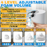 Automatic Soap Dispenser Touchless - 13.5 Oz Automatic Hand Soap Dispenser, 4-Level Adjustable Foaming, Rechargeable and Long-Lasting, Good for Kitchen, Bathroom, Hotels, Great as Home Essentials Gift