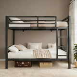 nesture. Bunk Bed Full Over Full, Heavy Duty Metal Bunkbeds with Full-Length Guardrail, Space-Saving Steel Bed for Kids & Adults, No Box Spring Required, Black