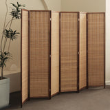 6 Panel Bamboo Room Divider - 5.6 ft Tall Folding Privacy Screen for Room Separation