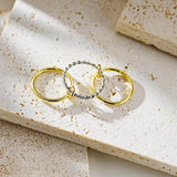 JINEAR 14K Gold Plated Croissant Ring Inlaid Cubic Zirconia Chunky Signet Stacking Thick Rings Braided Twisted Dome Statement Wedding Bands for Women