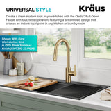 Kraus Oletto Kitchen Faucets Touchless Sensor Single Handle Pull-Down Sprayer in Brushed Brass, KSF-2830BB